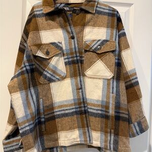 Zara Brown and Blue Plaid Jacket